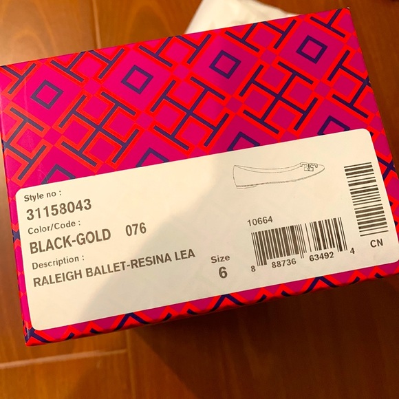 COPY - Tory Burch Black Leather Raleigh Ballet Resina Lea Flats - Picture 6 of 6